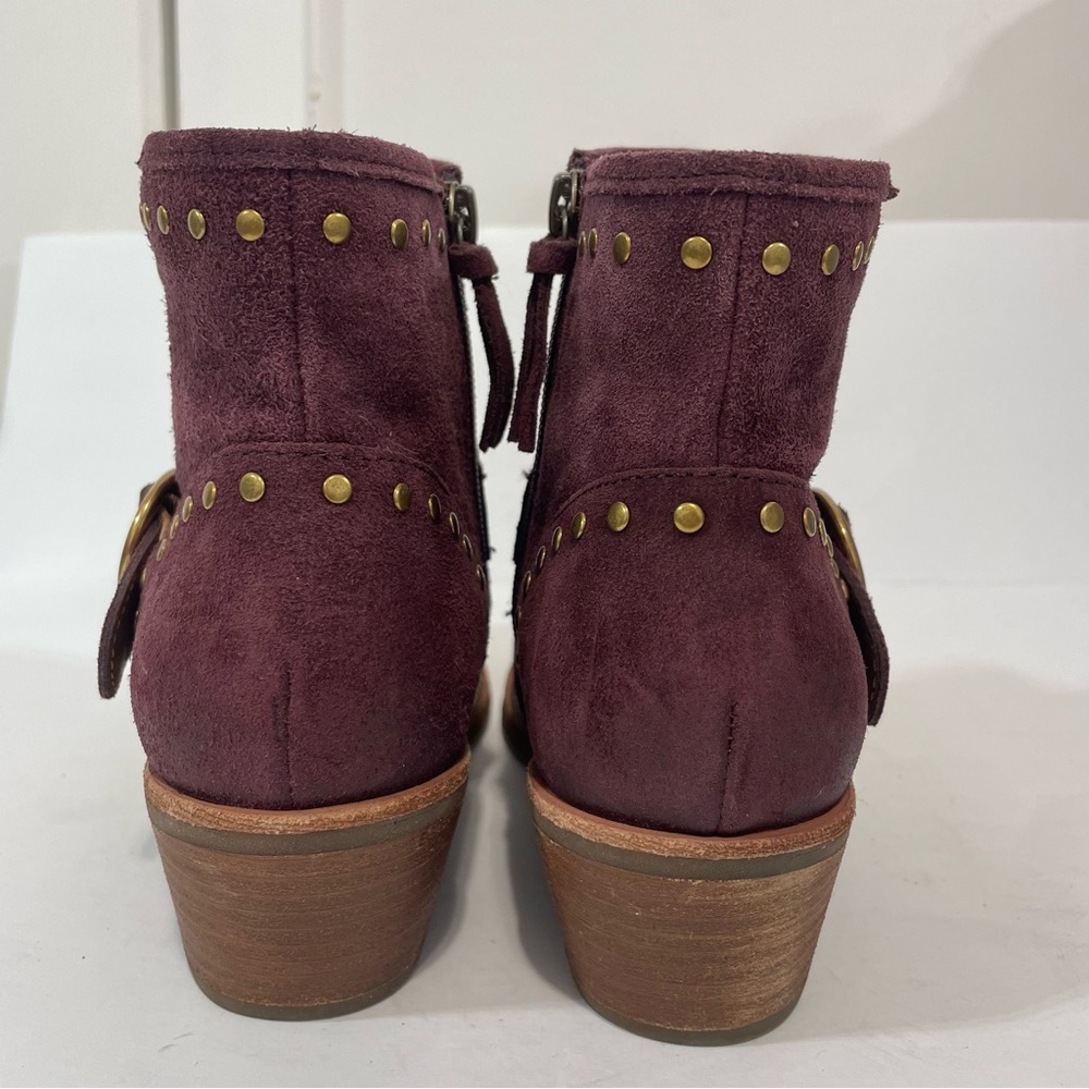 Sofft Allene II Rustic Red Suede Gold Studs Fall Western Ankle Booties Size 7.5 - Picture 7 of 11